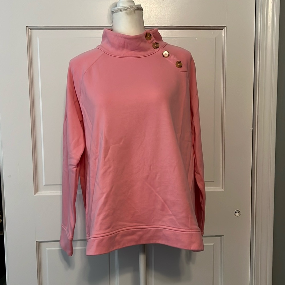 Talbots Candy Pink Mock Neck Sweatshirt XL